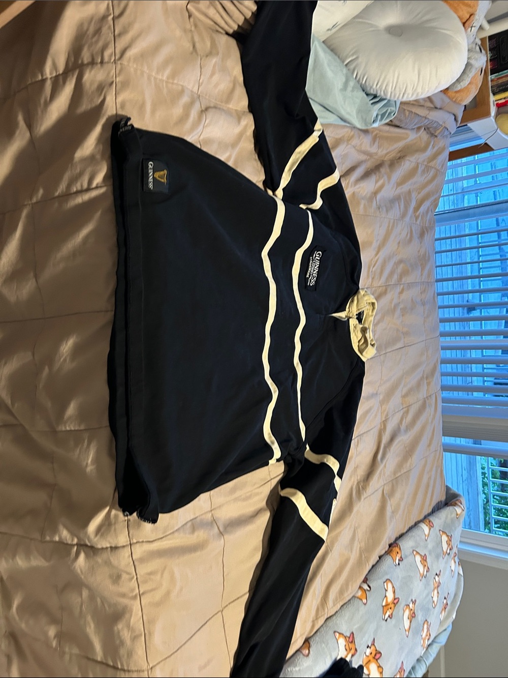 Guinness Black Rugby Pullover with Cream Stripes
